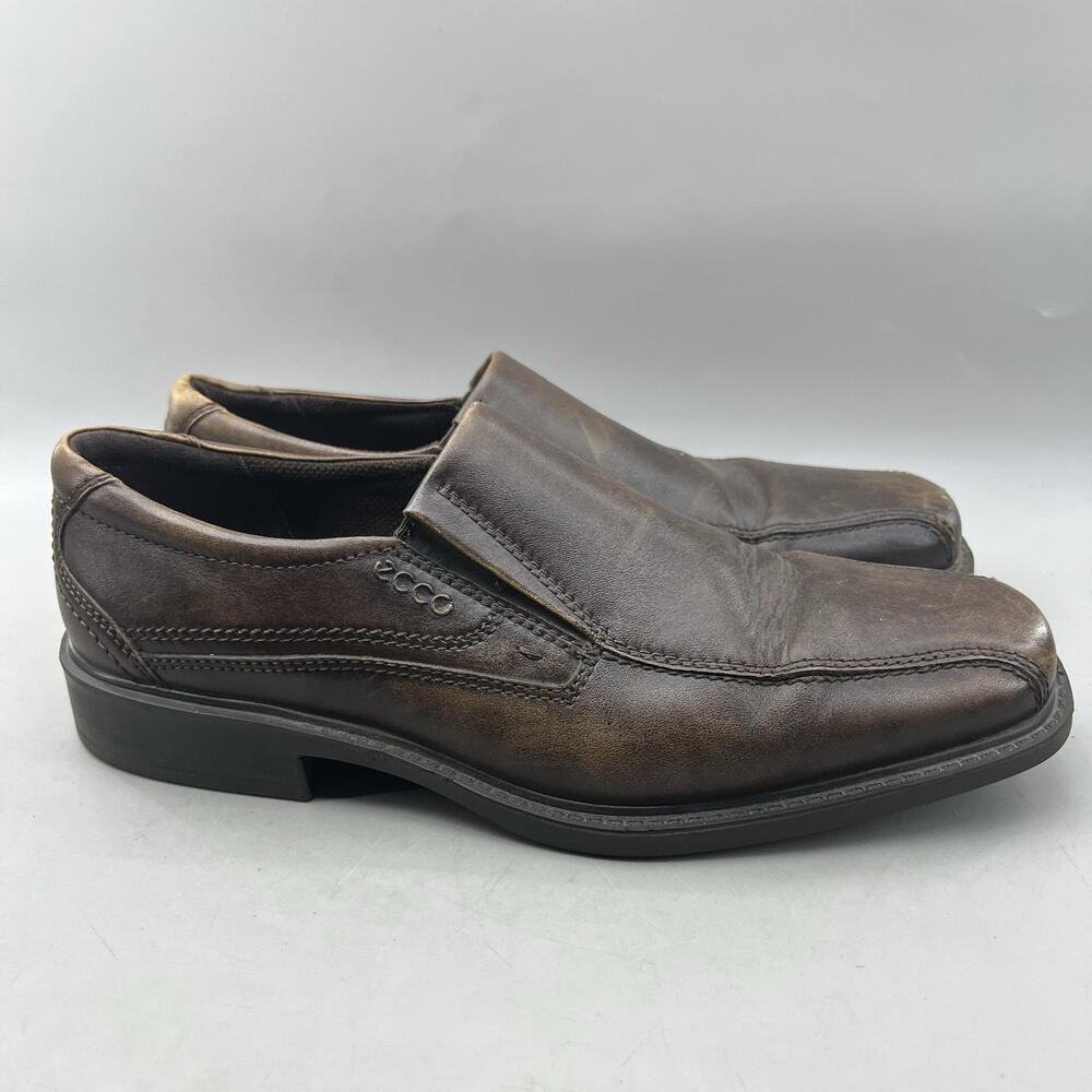 ECCO New Jersey Loafers Oxford Men Size 9 Brown Leather Comfort Square Toe Shoes